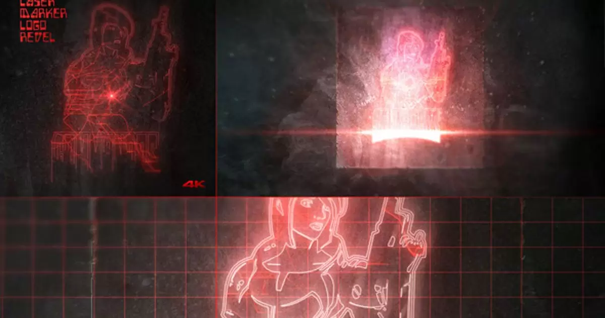激光游戏人像logo标记4k标志显示AE视频模版Laser Marker 4K Logo Reveal插图