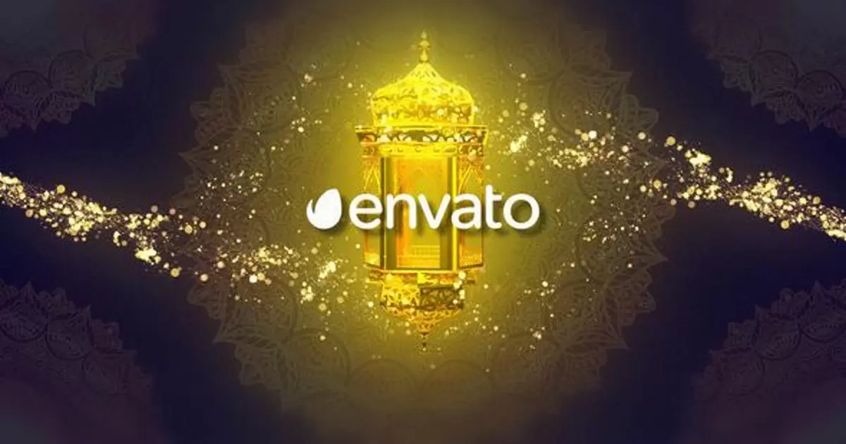 斋月金色粒子logo标志AE视频模版Ramadan Logo插图