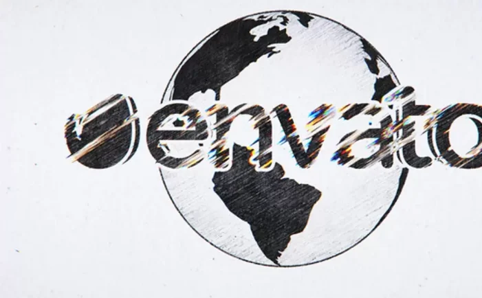 铅笔手绘地球标志AE视频模版Pencil Earth Logo