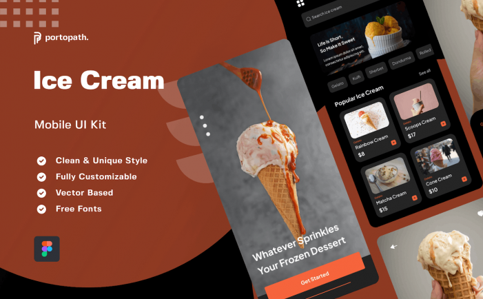 冰淇淋手机应用APP UI KIT (FIG)
