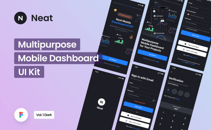 整洁-大数据移动仪表板APP UI KIT (FIG)