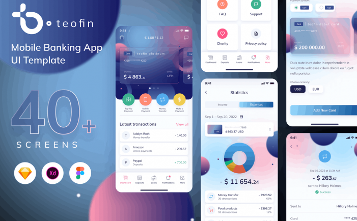 手机银行应用APP UI KIT (FIG,SKETCH,XD)