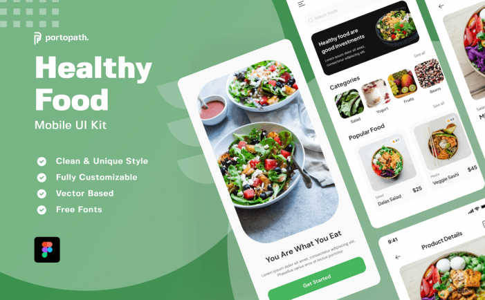 健康食品移动应用程序APP UI KIT (FIG)